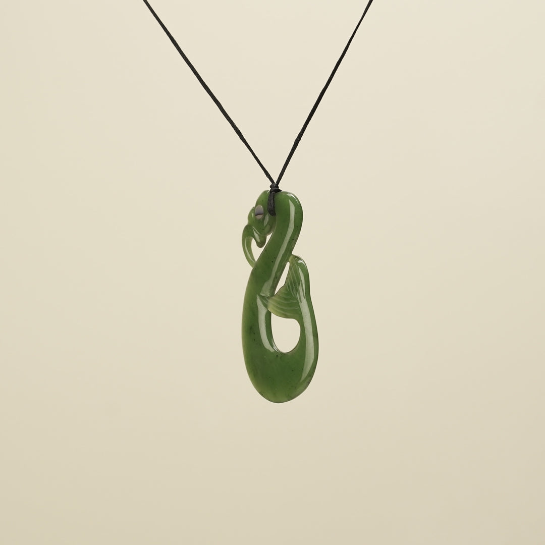 Manaia Whale Tail Greenstone Large Pendant Kawakawa