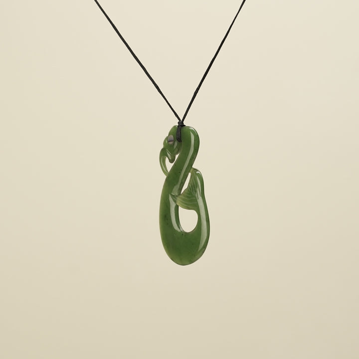 Manaia Whale Tail Greenstone Large Pendant Kawakawa