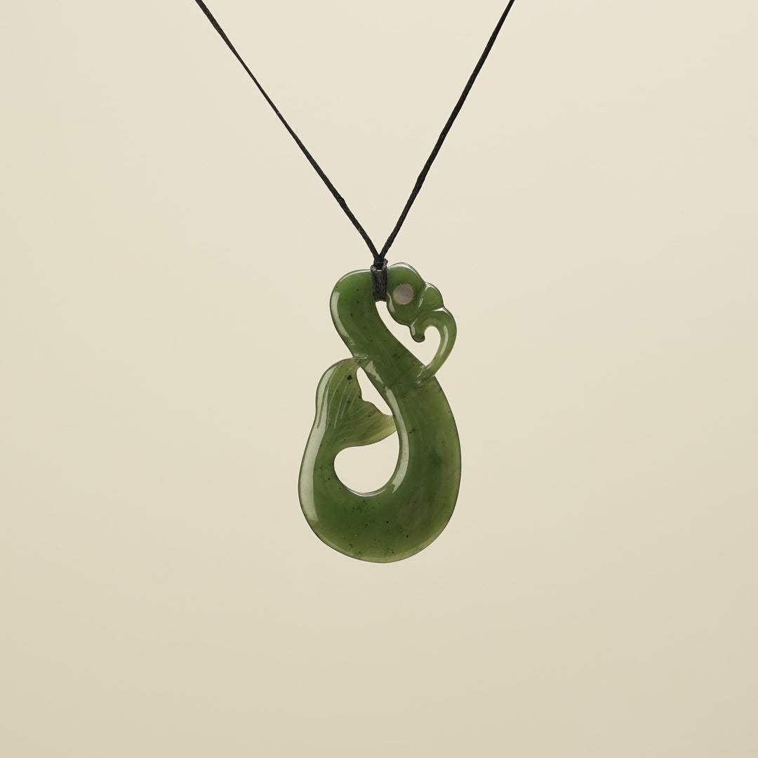 Manaia Whale Tail Greenstone Large Pendant Kawakawa