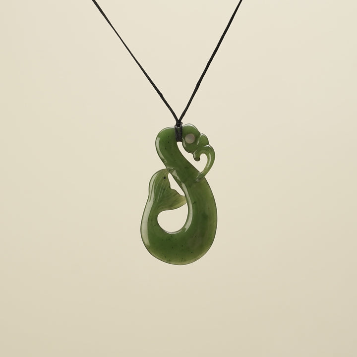 Manaia Whale Tail Greenstone Large Pendant Kawakawa