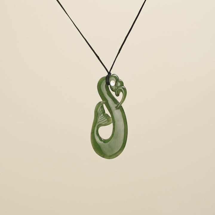 Manaia Whale Tail Greenstone Large Pendant Kawakawa