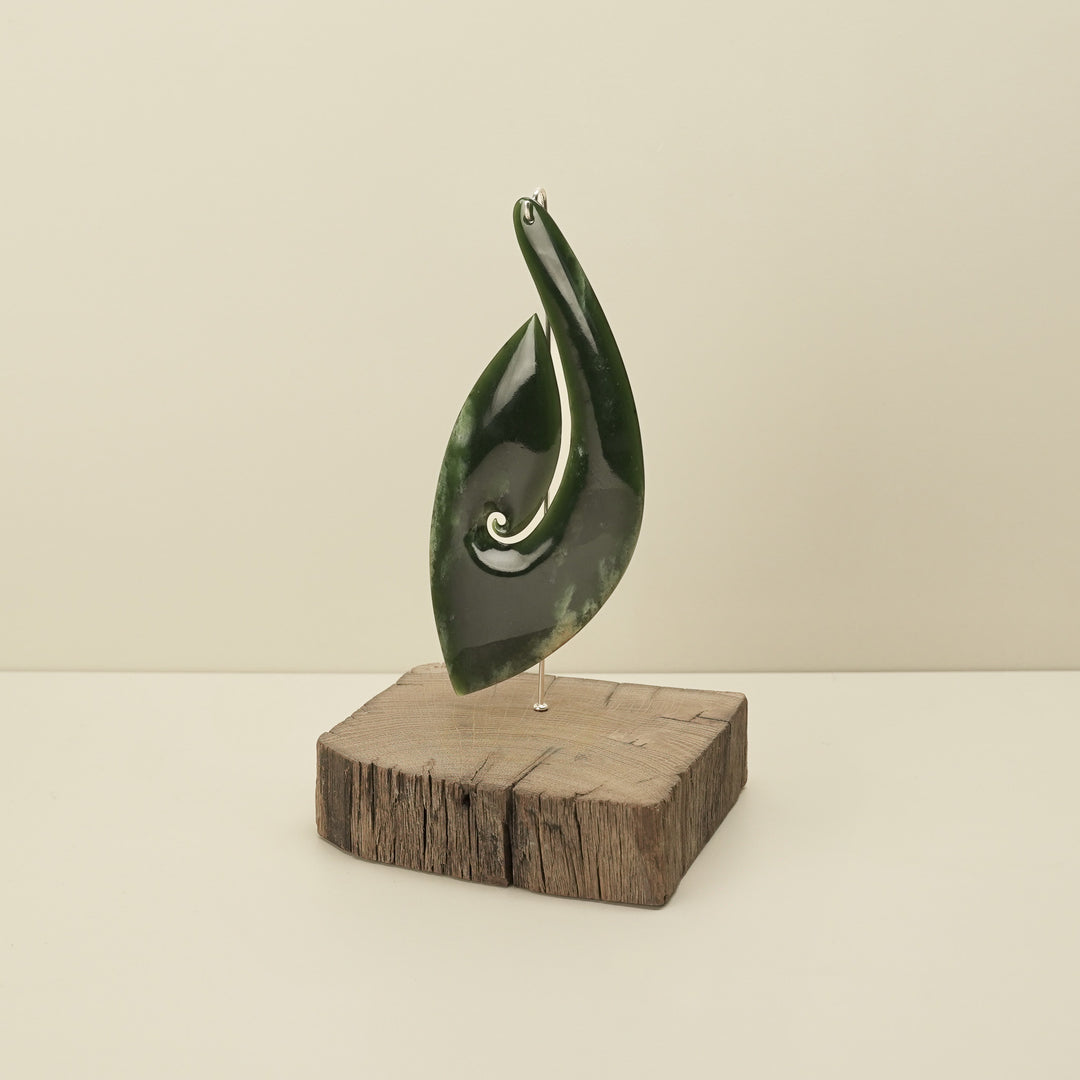 Flower Pounamu Hei Matau Sculpture