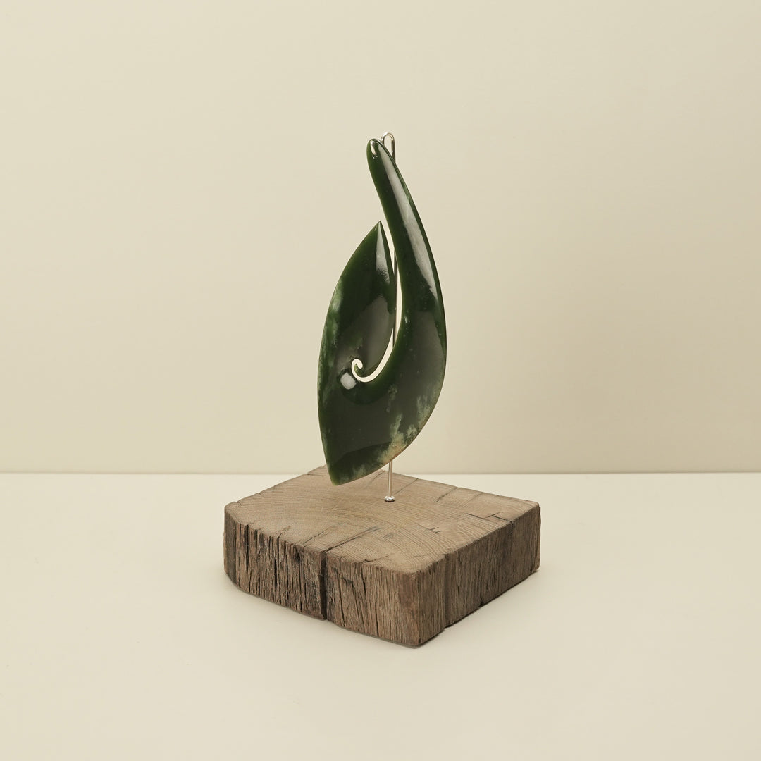 Flower Pounamu Hei Matau Sculpture