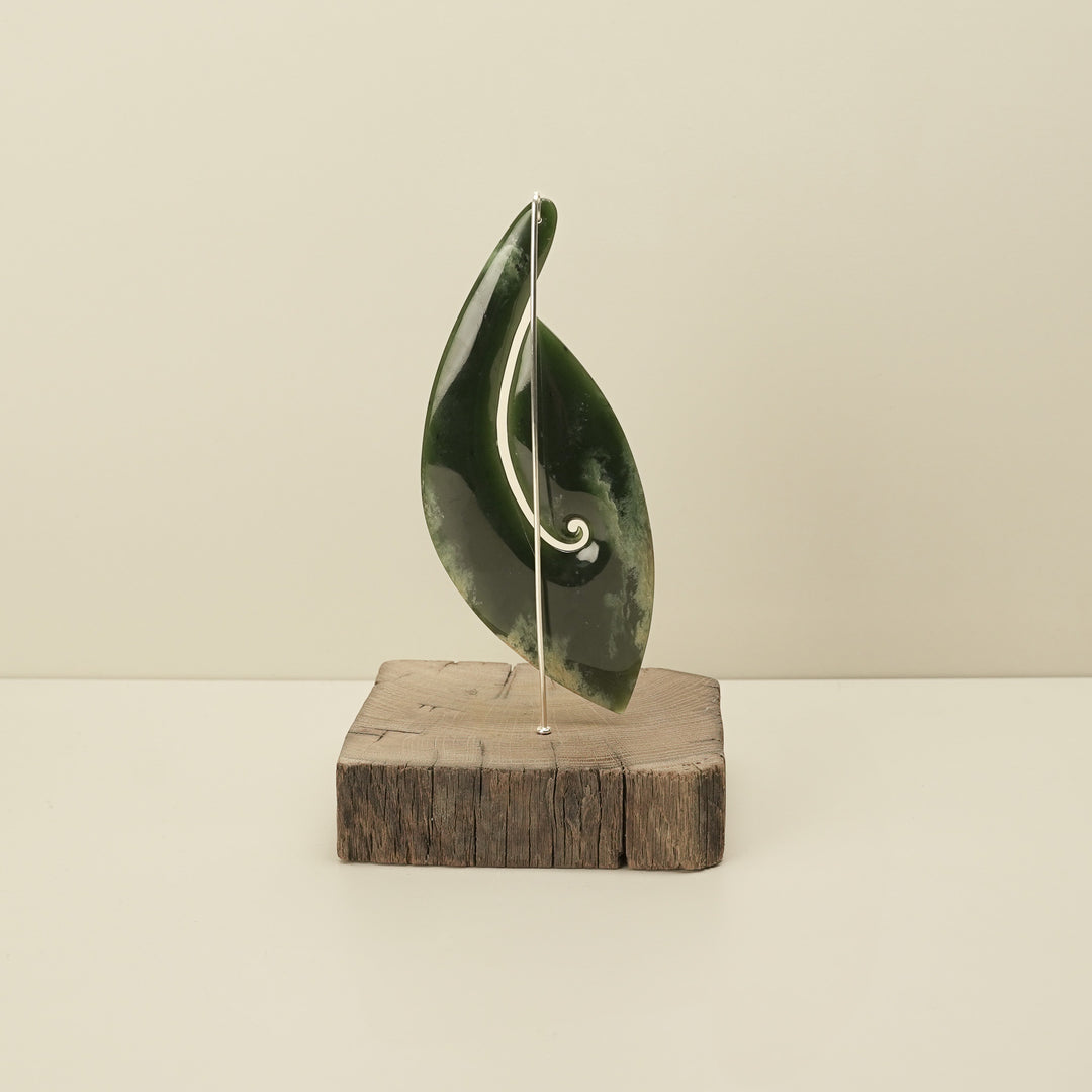 Flower Pounamu Hei Matau Sculpture