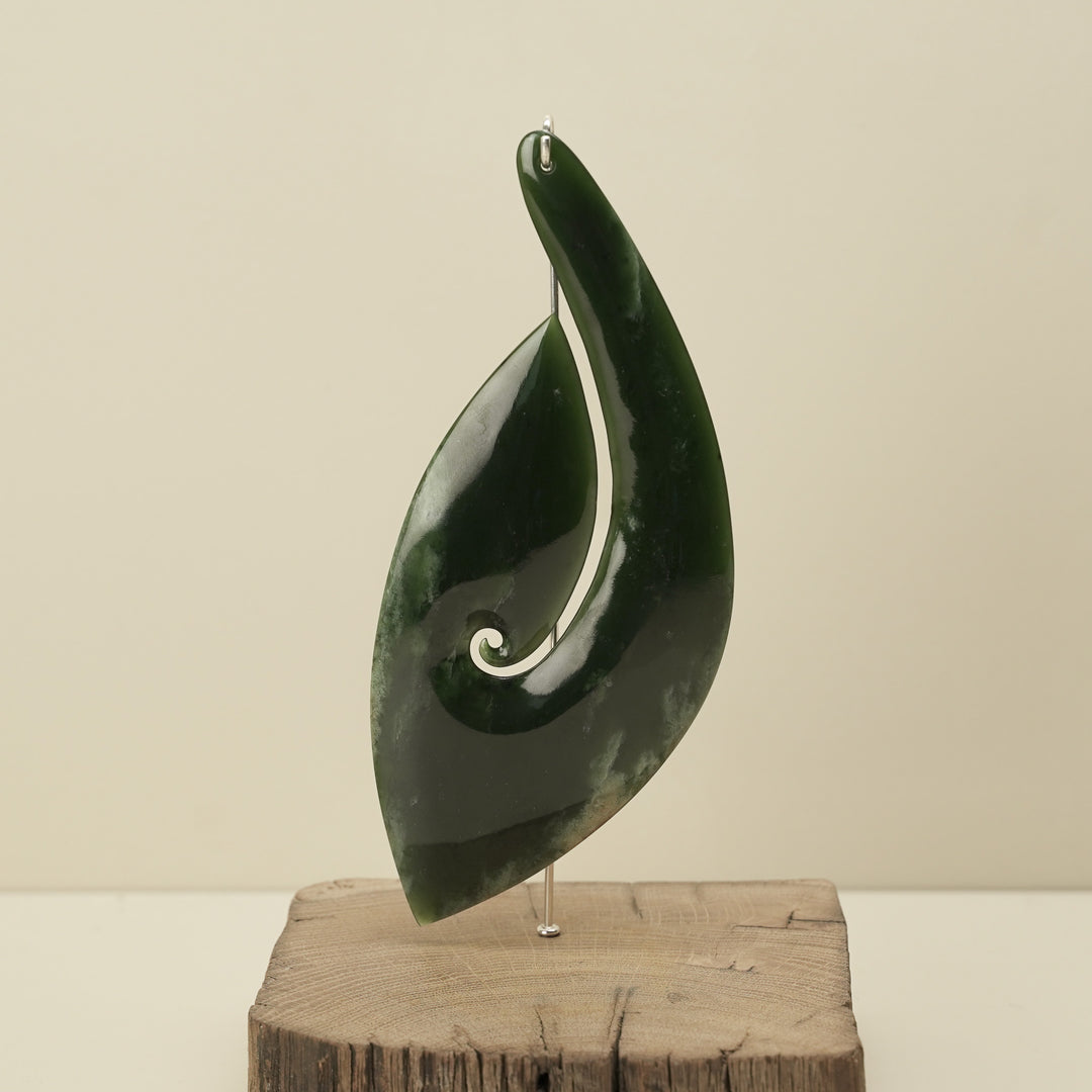 Flower Pounamu Hei Matau Sculpture