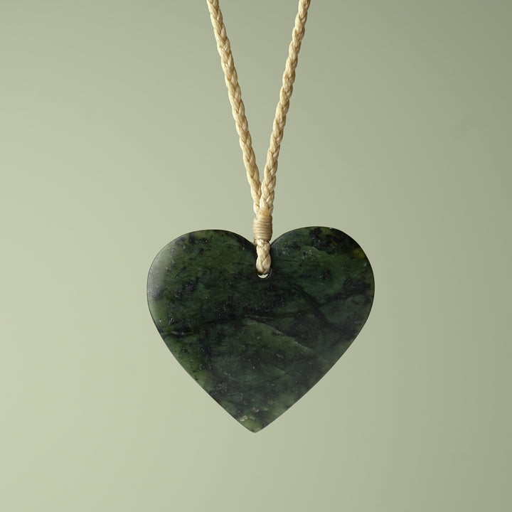 Heart Kawakawa Pounamu Large Pendant