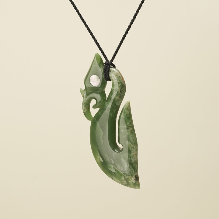 Manaia Flower Pounamu XL Pendant