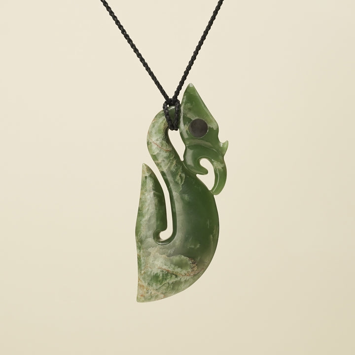 Manaia Flower Pounamu XL Pendant