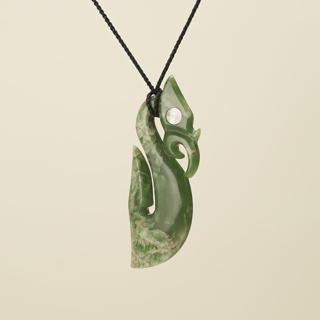 Manaia Flower Pounamu XL Pendant