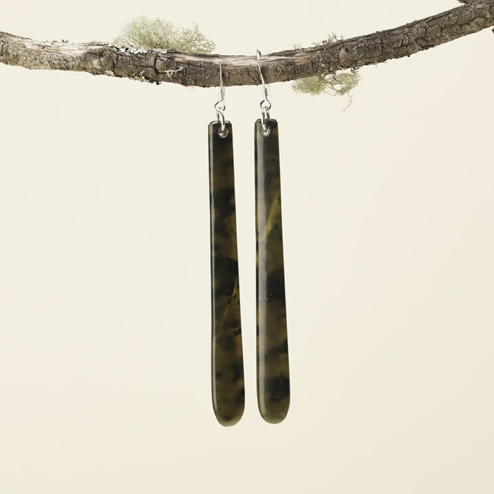 Drop Polished Tangiwai Pounamu Large Earrings 75mm