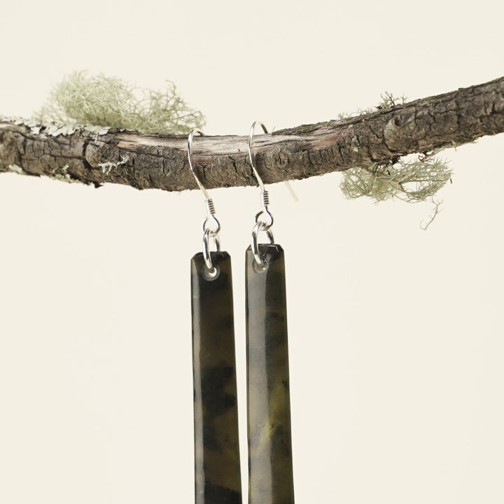 Drop Polished Tangiwai Pounamu Large Earrings 75mm