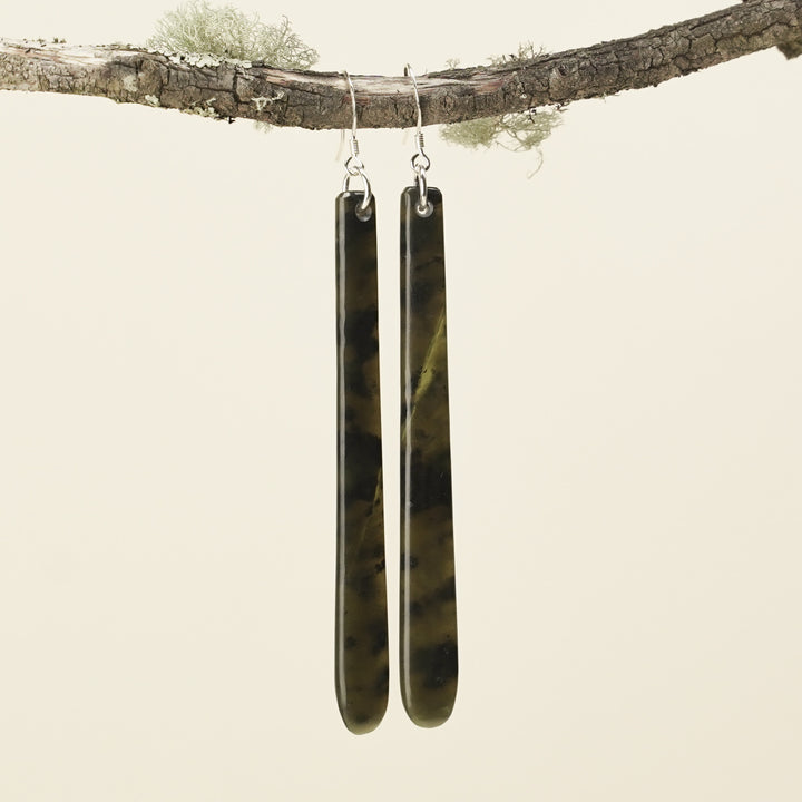 Drop Polished Tangiwai Pounamu Large Earrings 75mm