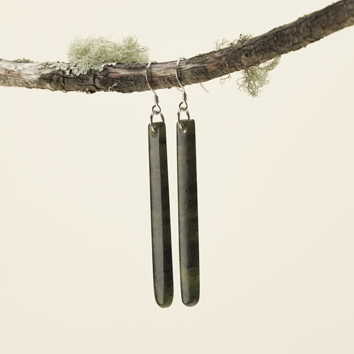 Large Kawakawa Pounamu Earrings 55mm