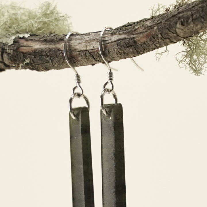 Large Kawakawa Pounamu Earrings 55mm