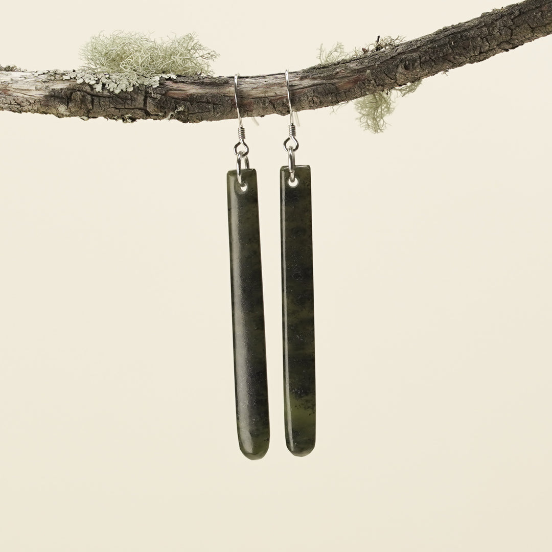 Large Kawakawa Pounamu Earrings 55mm