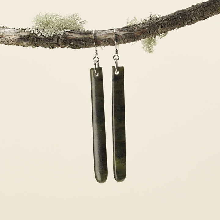 Large Kawakawa Pounamu Earrings 55mm