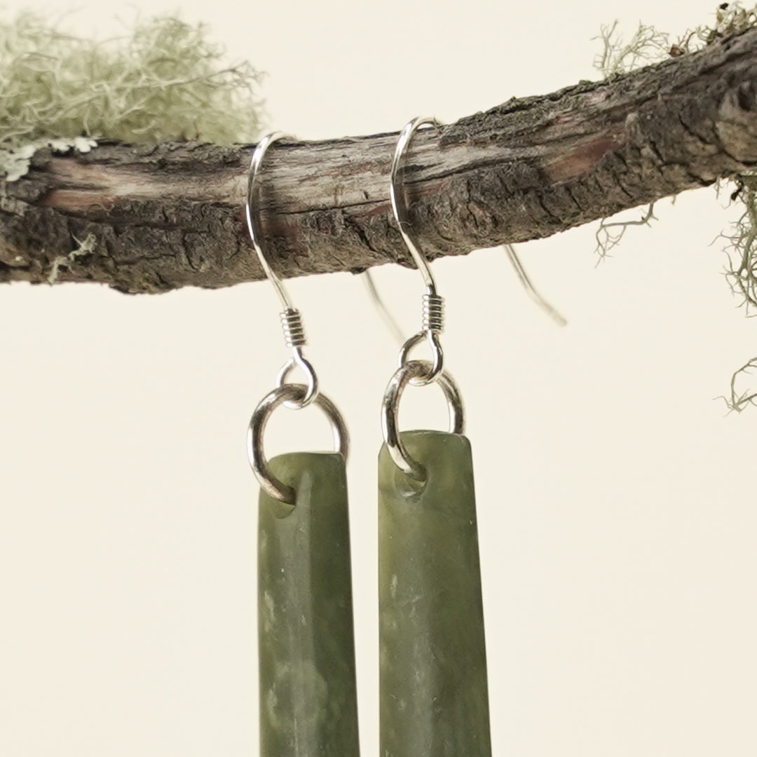 Drop Medium Kahurangi Pounamu Earrings 40mm