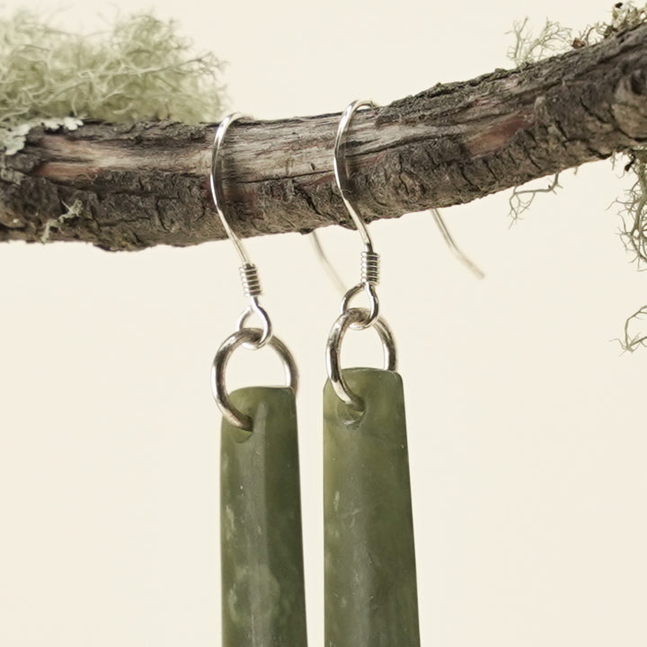 Drop Medium Kahurangi Pounamu Earrings 40mm