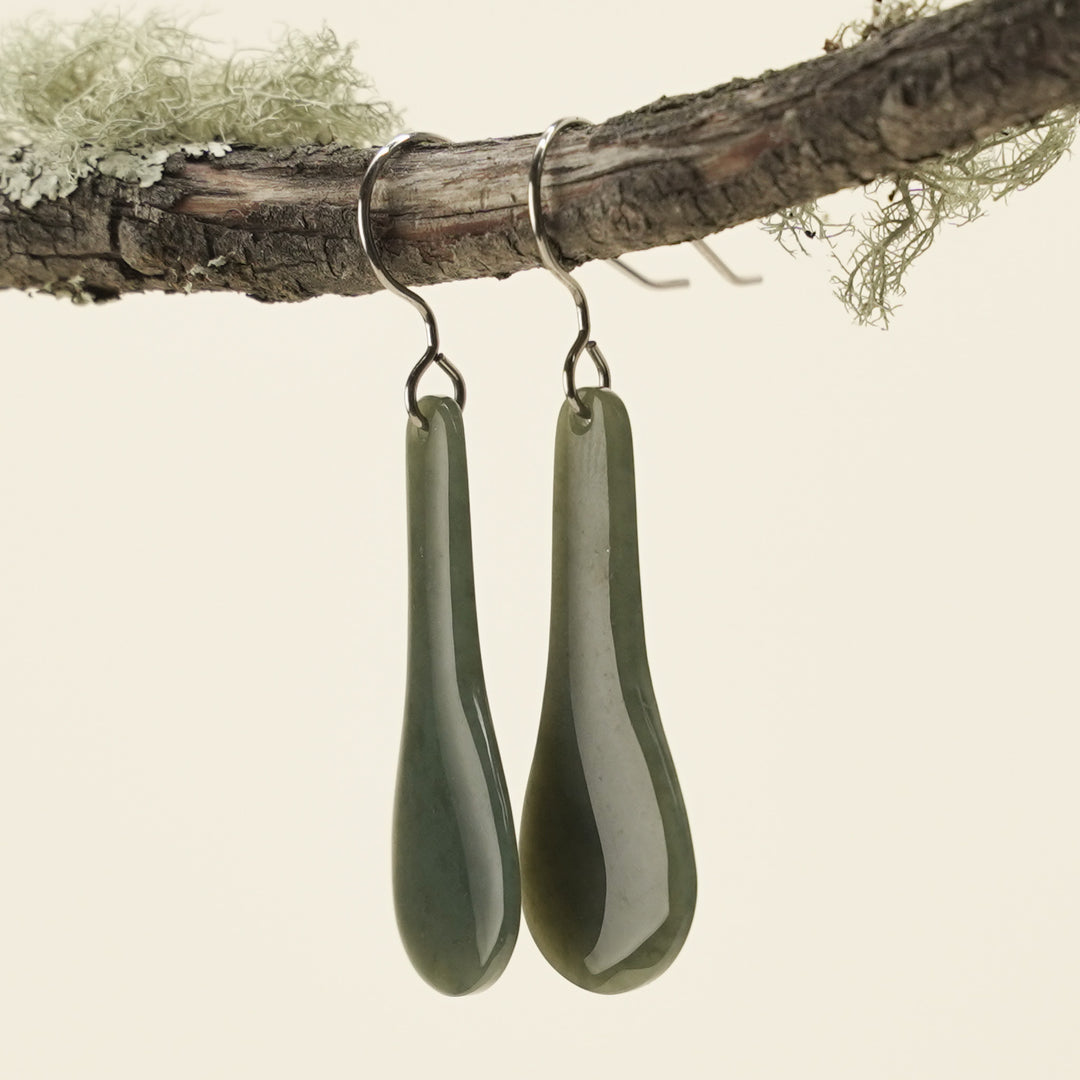 Jade Paddle Drop Earrings 34mm