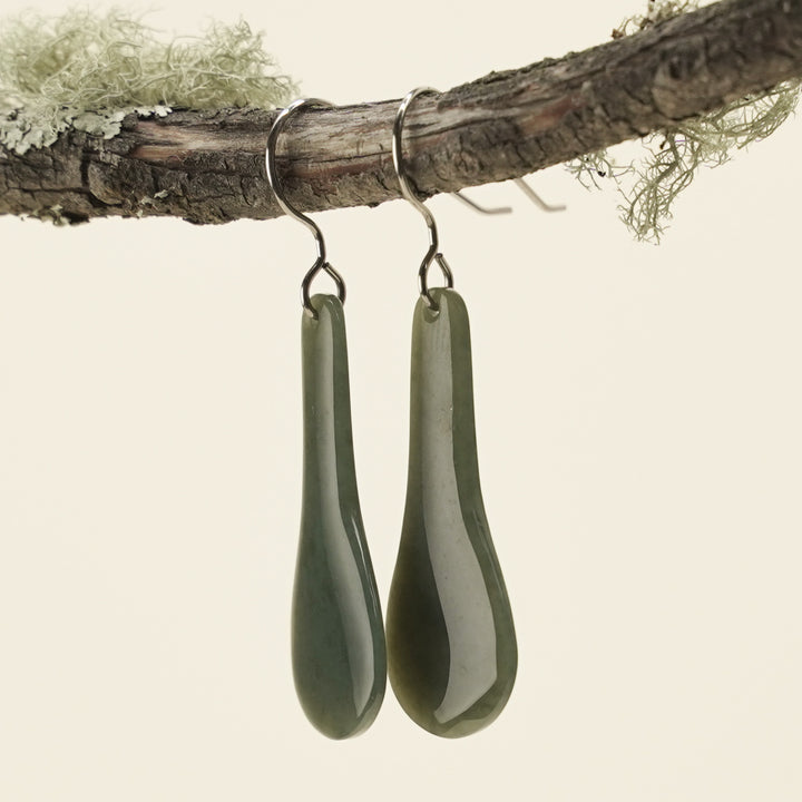 Jade Paddle Drop Earrings 34mm