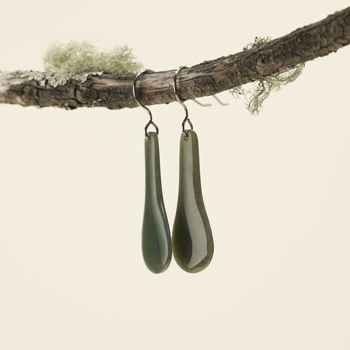 Jade Paddle Drop Earrings 34mm