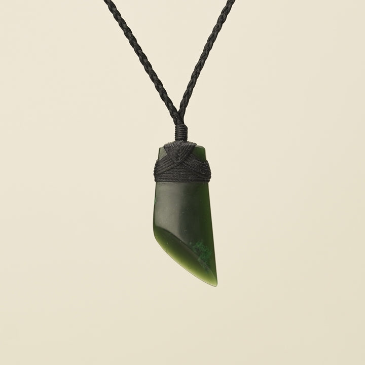 Toki Kawakawa Greenstone Extra Small Pendant, Black Binding