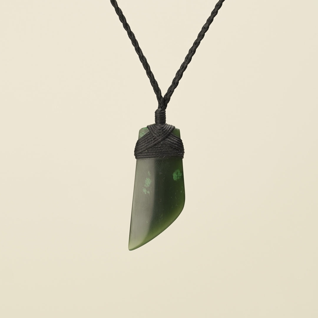Toki Kawakawa Greenstone Extra Small Pendant, Black Binding