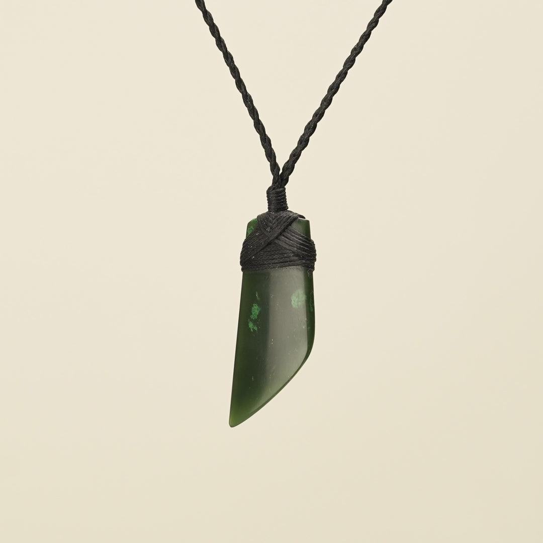 Toki Kawakawa Greenstone Extra Small Pendant, Black Binding