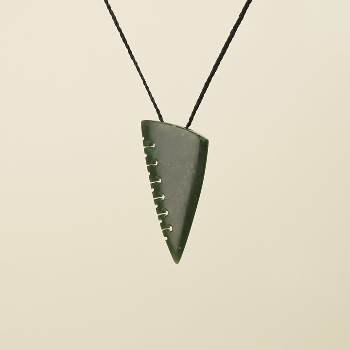 Notched Niho Tooth Kawakawa Greenstone Medium Large Pendant