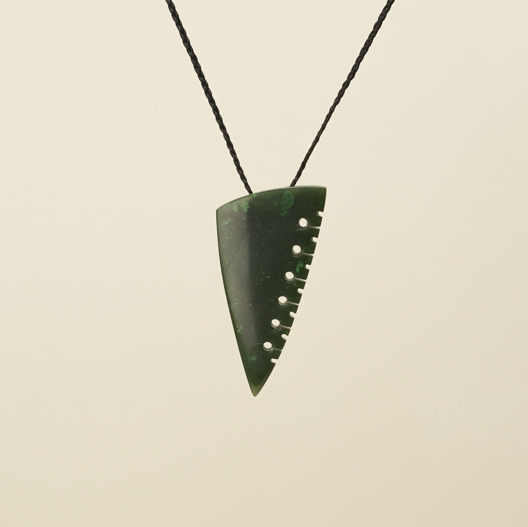 Notched Niho Tooth Kawakawa Greenstone Medium Large Pendant