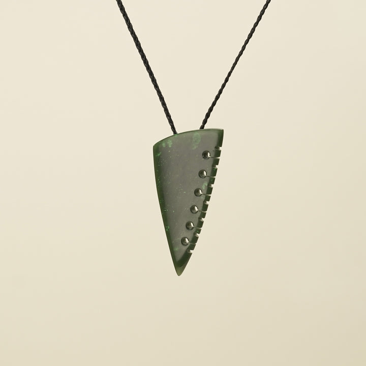 Notched Niho Tooth Kawakawa Greenstone Medium Large Pendant