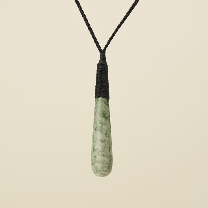 Roimata Medium Kōkopu Bound Pounamu Pendant Black Binding