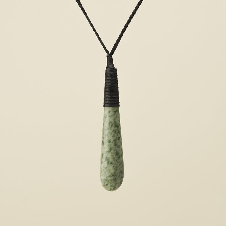 Roimata Medium Kōkopu Bound Pounamu Pendant Black Binding