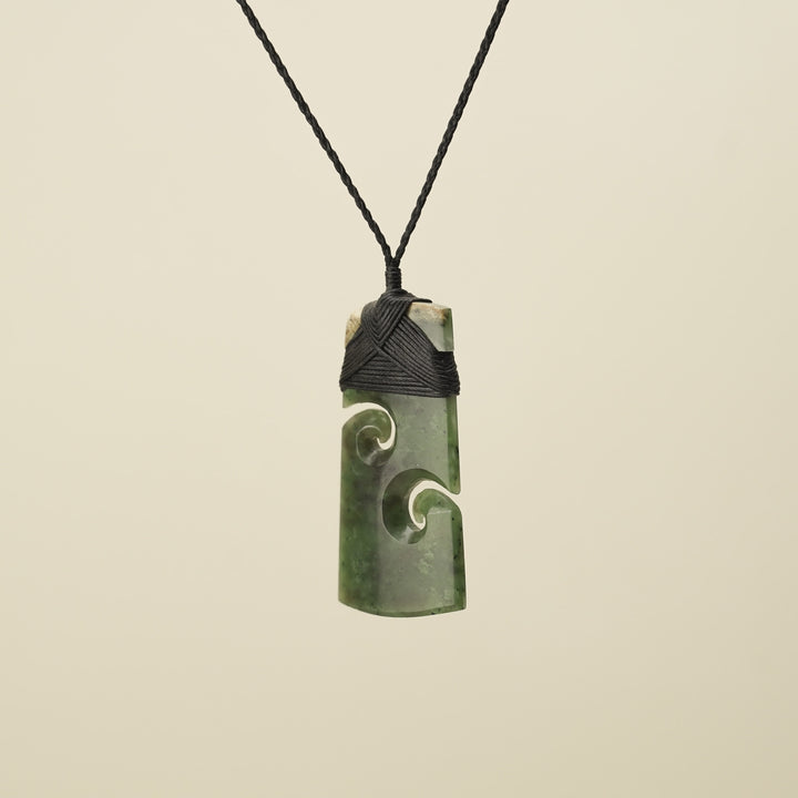 Toki with Koru Raukaraka Pounamu Large, Black Binding
