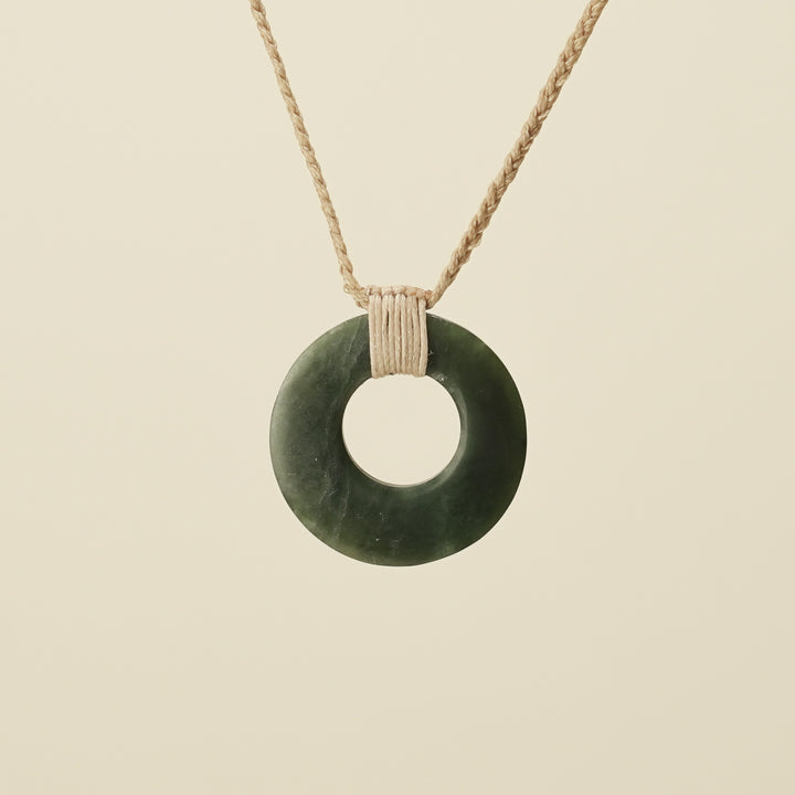 Porowhita Circle of Life Kawakawa Pounamu Small, Tan Binding