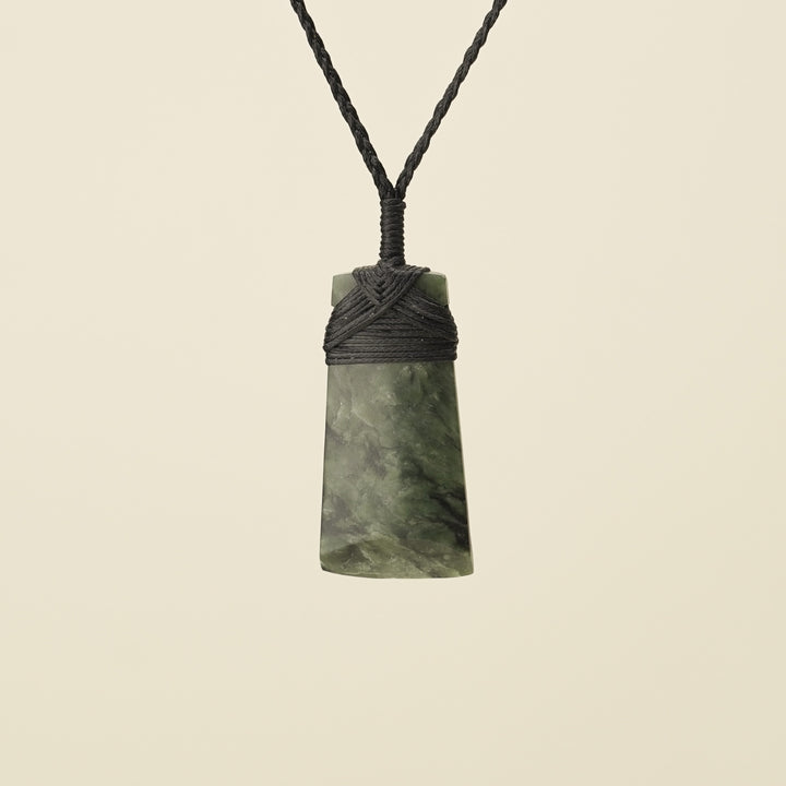 Toki Hapopo Pounamu Small Pendant, Black Binding