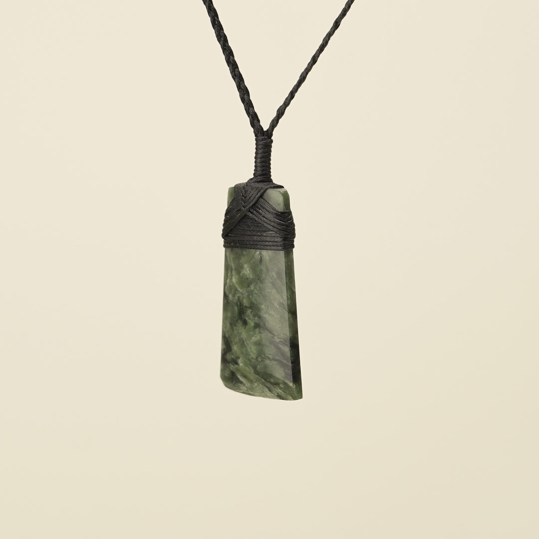 Toki Hapopo Pounamu Small Pendant, Black Binding