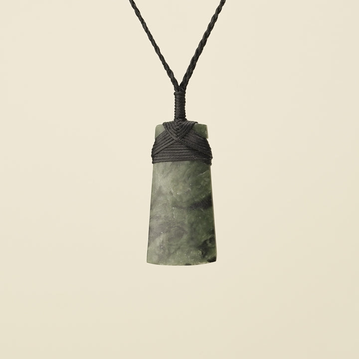 Toki Hapopo Pounamu Small Pendant, Black Binding