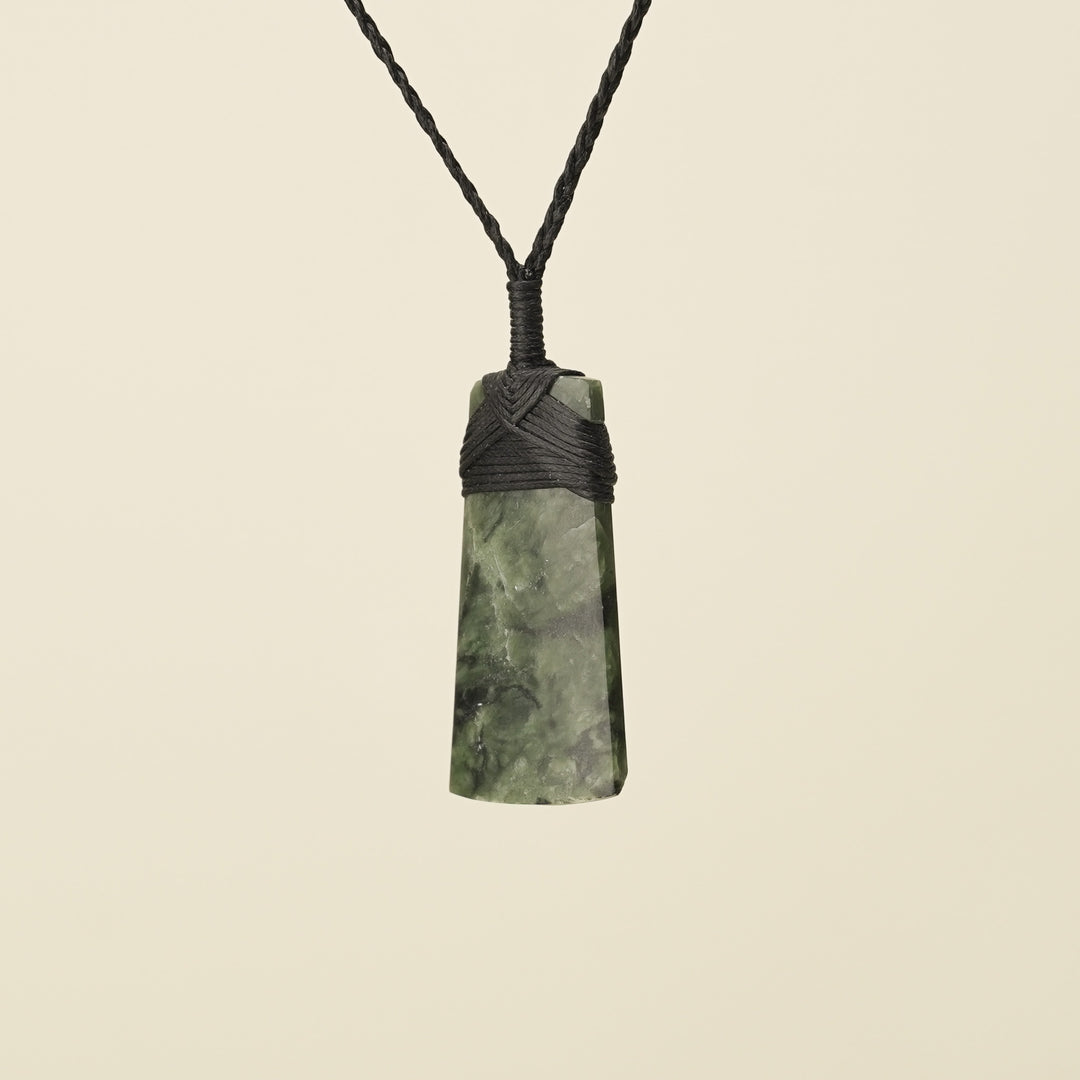 Toki Hapopo Pounamu Small Pendant, Black Binding