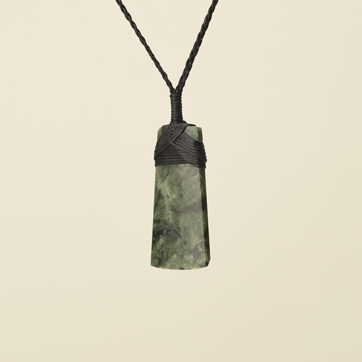 Toki Hapopo Pounamu Small Pendant, Black Binding