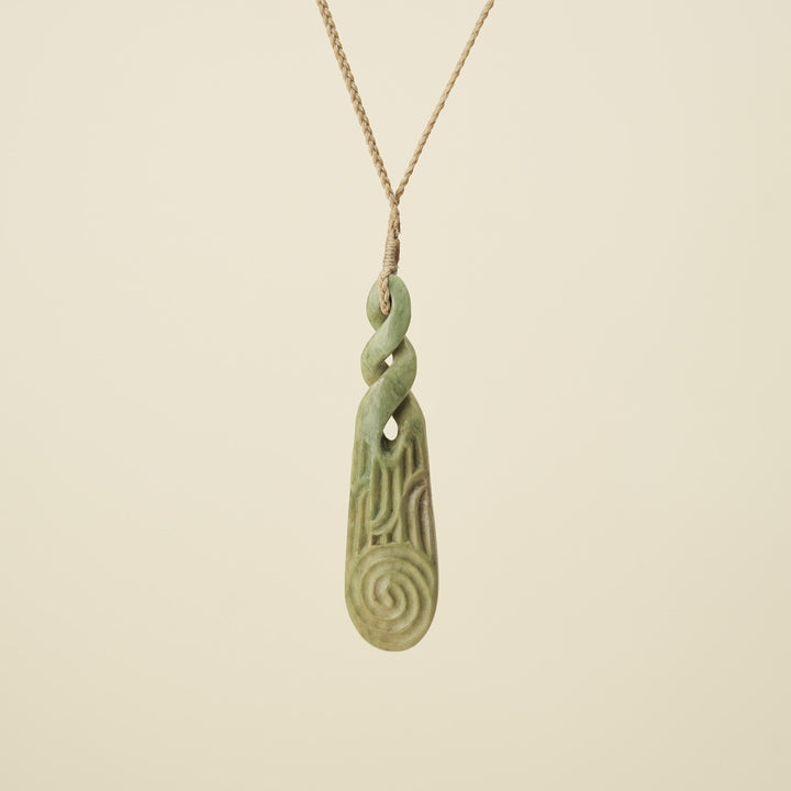Double Pikorua Whakairo Pounamu Large Pendant