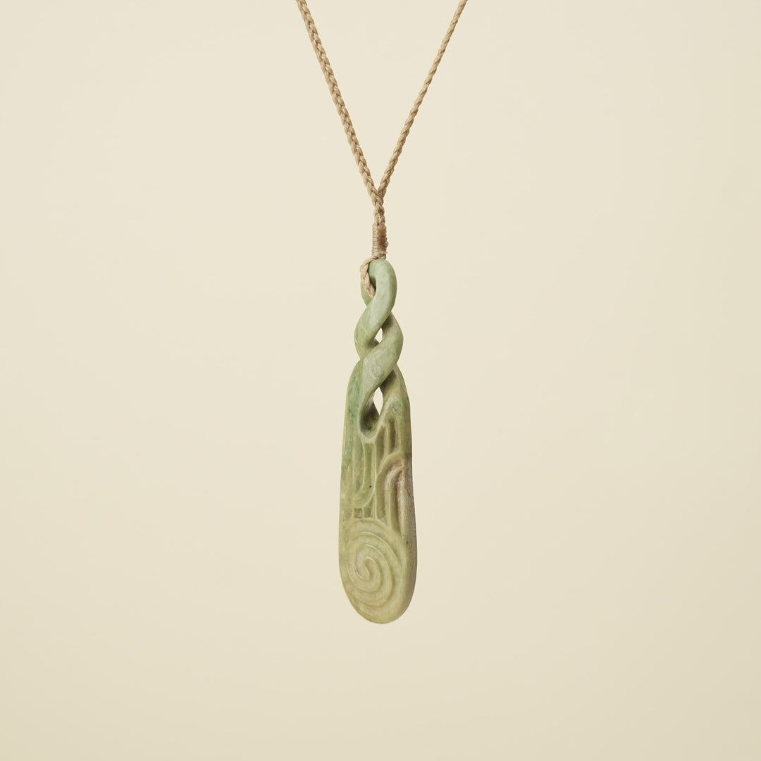 Double Pikorua Whakairo Pounamu Large Pendant
