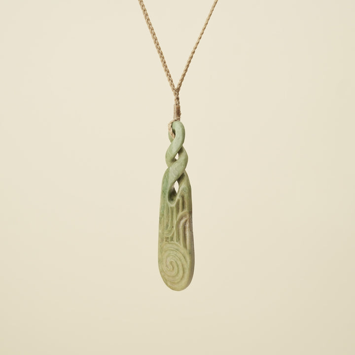 Double Pikorua Whakairo Pounamu Large Pendant