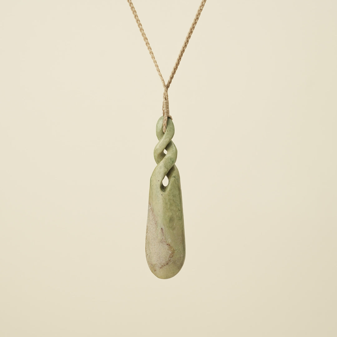 Double Pikorua Whakairo Pounamu Large Pendant