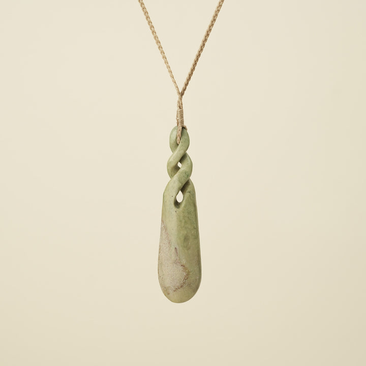 Double Pikorua Whakairo Pounamu Large Pendant