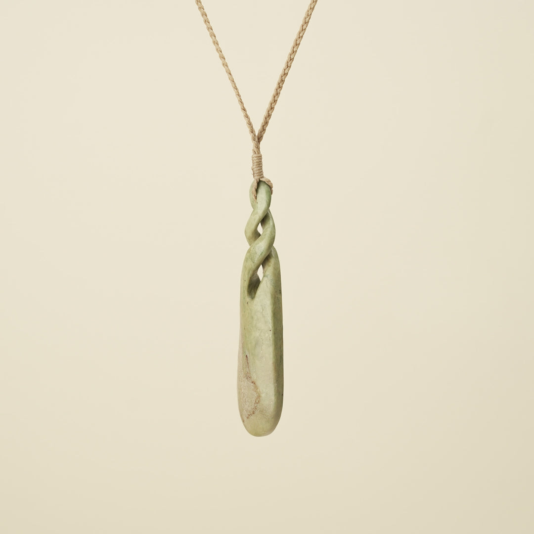 Double Pikorua Whakairo Pounamu Large Pendant