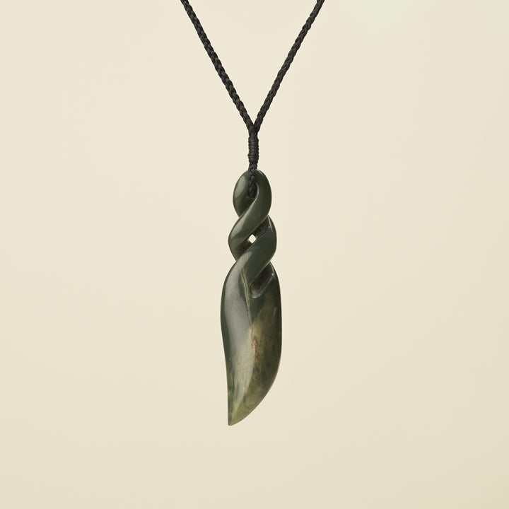 Double Pikorua Kawakawa Flower Pounamu Large Pendant
