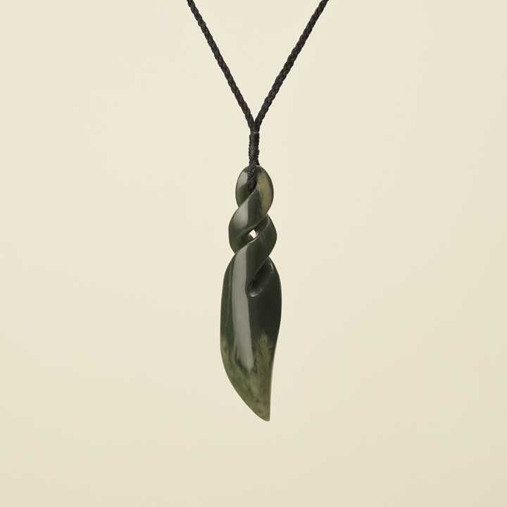 Double Pikorua Kawakawa Flower Pounamu Large Pendant