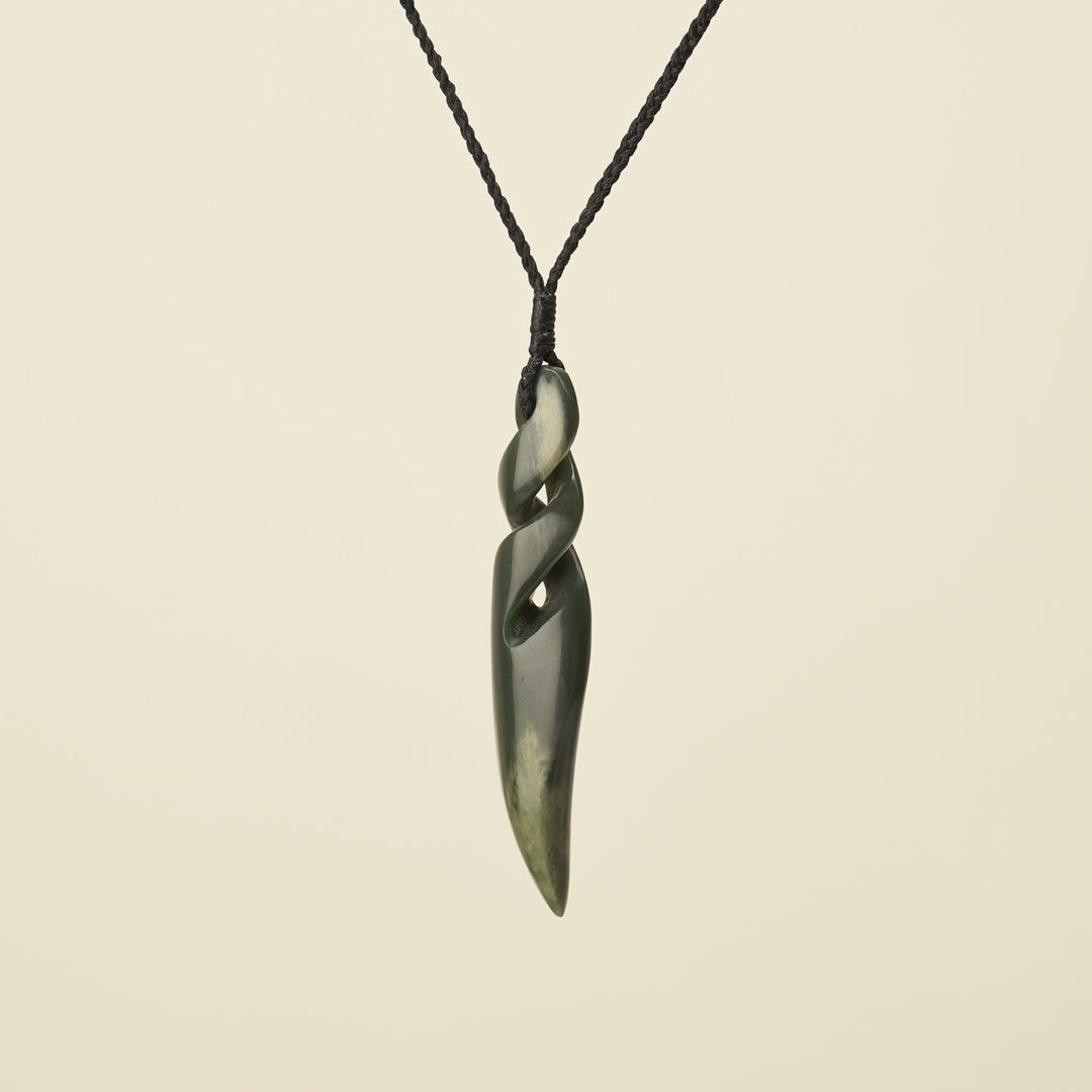 Double Pikorua Kawakawa Flower Pounamu Large Pendant