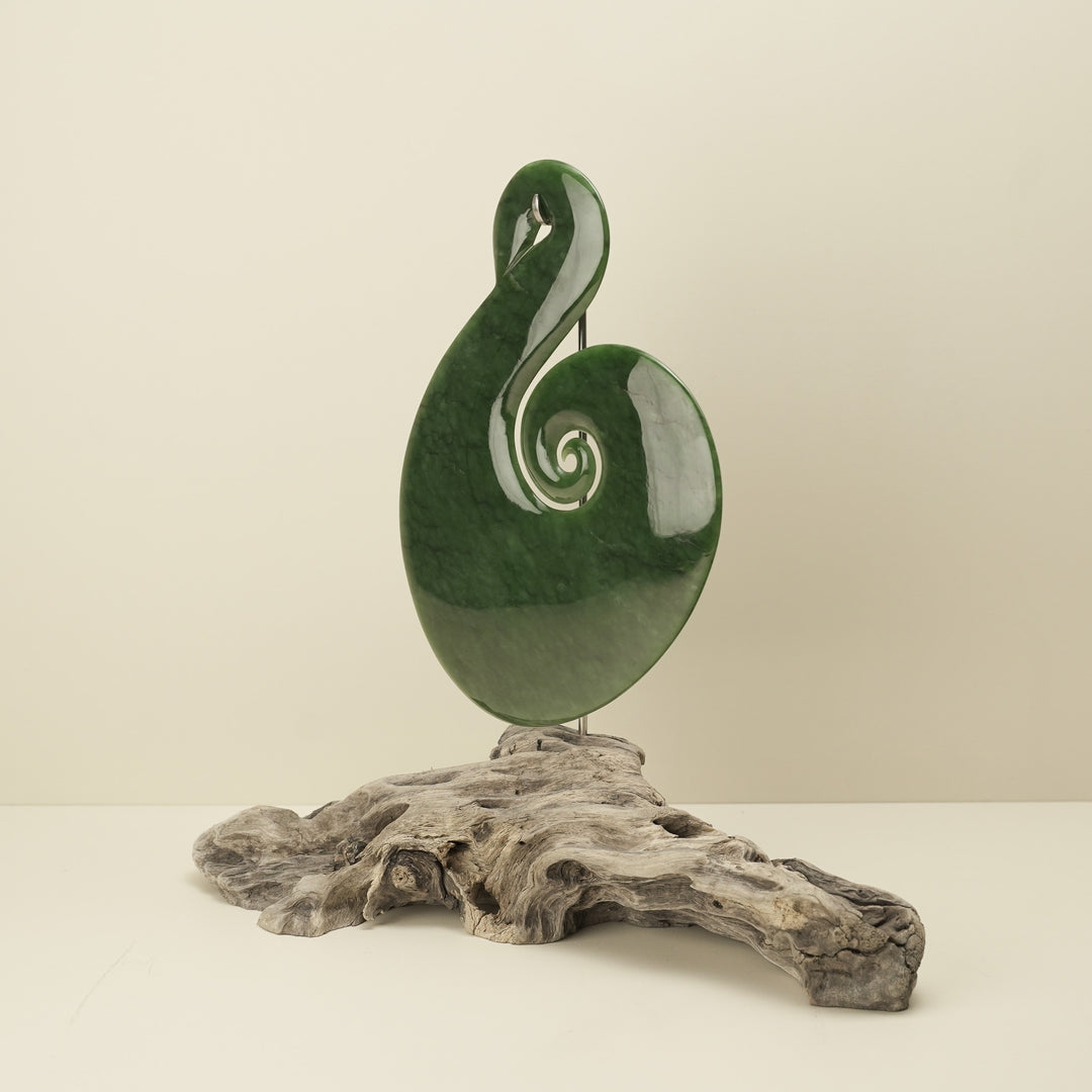 Pounamu Kahurangi Hei Matau Koru Sculpture